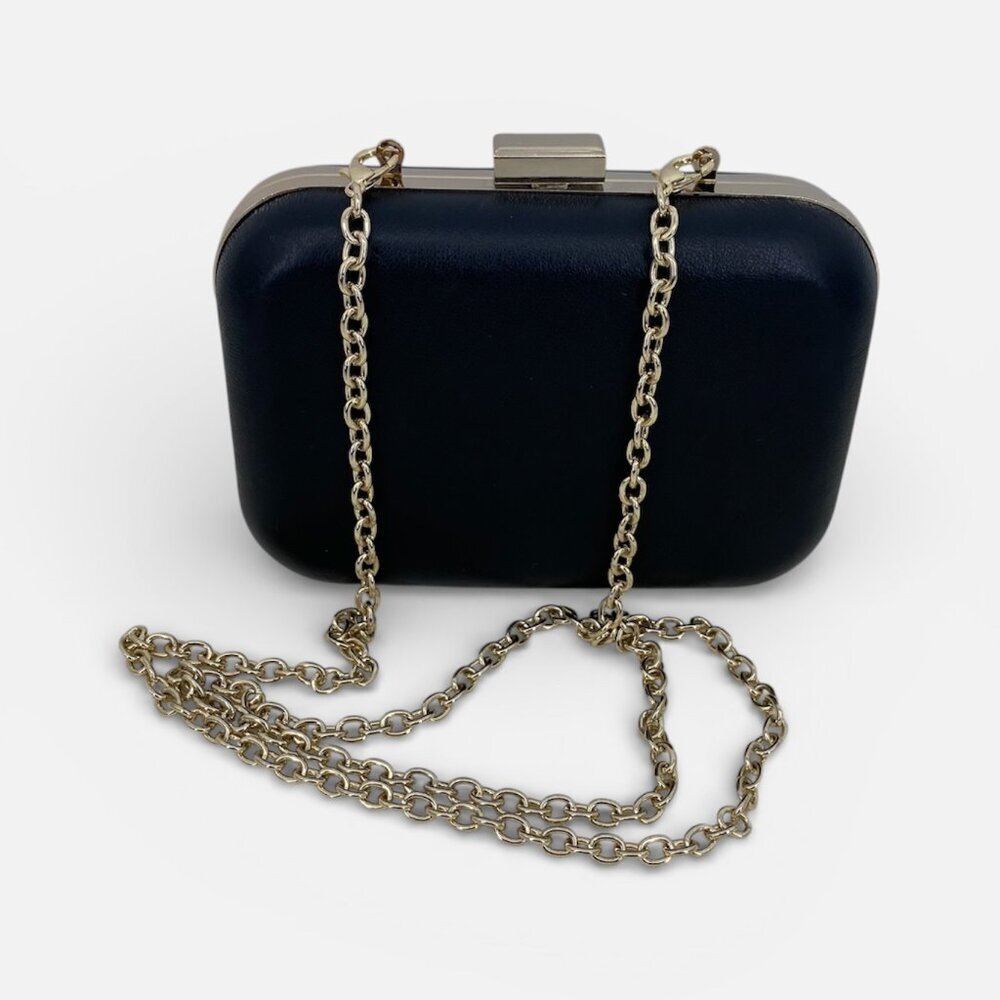 Danier Black Leather Hard Shell Evening Chain Bag​